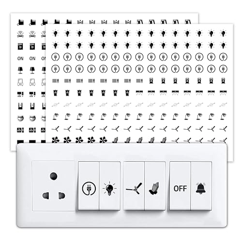 Image of Trueflair Stickers for Switch Board for Home Wall Switches, Contain All Common Switch Stickers (Transparent Black & White - 2)