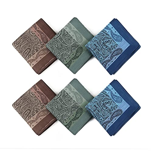 Houlife Men's Handkerchiefs Cotton Handkerchiefs For Men Soft Paisley Pattern Handkerchiefs Assorted Hankies, 17X17 #TOP1