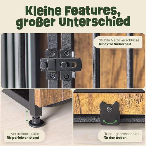 zooprinz Designer Hundebox 98 x 65 x 70 cm- Stilvolles Möbelstück - EIN eleganter Hundeschrank mit dekorativer Oberplatte im warmen Holz Look. Für Zuhause, drinnen/innen – Rückzugsort für Hunde