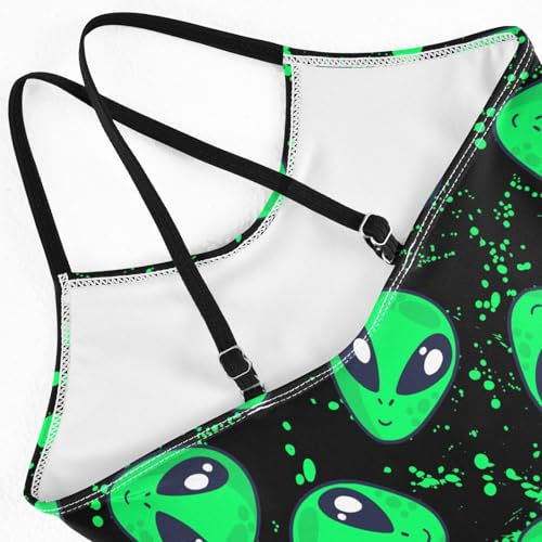 Girls Green Alien Swimsuit One Piece Bathing Suit Kids Swimming Suits Beach Swimwear 3-10T4