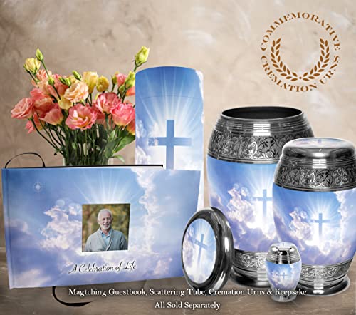 Image of Heavenly Cross Cremation Urn for Ashes Adult Male - Personalized Urn for Ashes for Women Decorative Urns - Beautifully Handcrafted Cross Urn