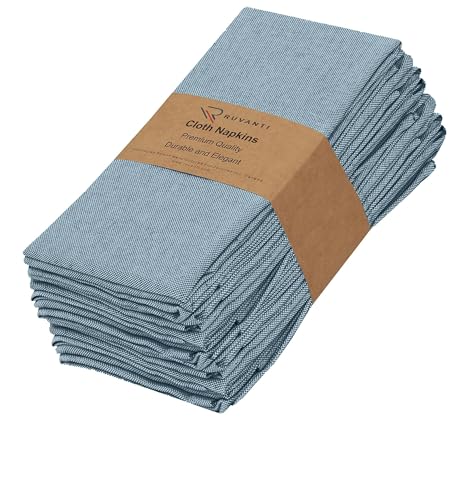 Ruvanti Cloth Napkins Set of 12, 18x18 Reusable Napkins Cloth Washable, Soft & Durable Table Napkin, Poly Cotton Fabric Dinner Napkins for Parties, Christmas, Thanksgiving, Weddings - Teal