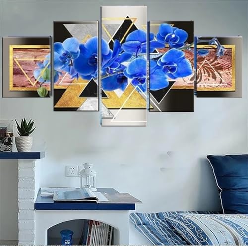 Broderie Diamant Painting 5D Fleur Bleue Luxe 275x138cm Kit Complet pour Décoration Chambre