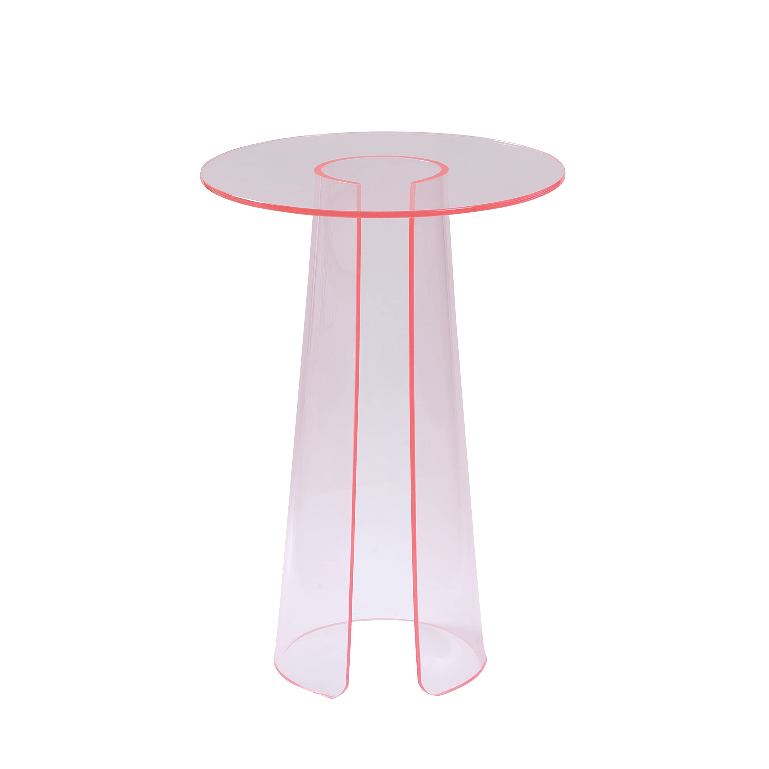 ACRYLCASE Coffee Table Light Pink Transparent Color Acrylic Table (15.7x15.7x22.8''H)