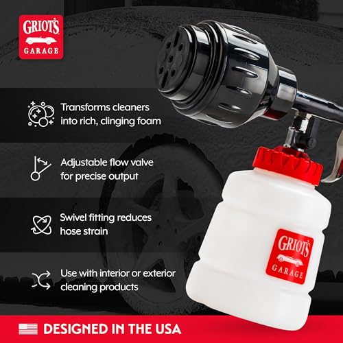 Image of Griot's Garage Air Foamer Sudsing Gun, Pneumatic Car Foam Sprayer, Snow Foam Cannon, Vehicle Cleaning Tool for Interior and Exterior Surfaces, 51183