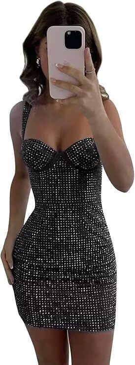 Sparkly Homecoming Dresses for Teens 2025 Satin Mini HOCO Dress Sequin Tight Cocktail Party Gowns