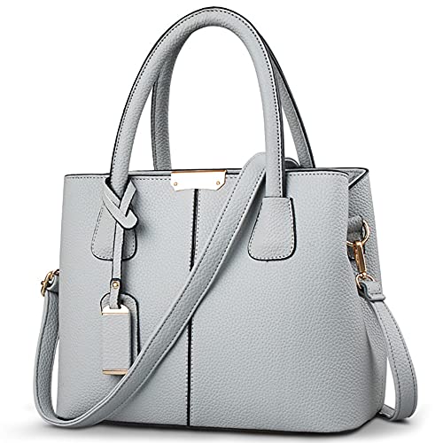 Elegante Donna Borsa a Mano Casuale a Tracolla Viaggio Crossbody Tote Impermeabile PU Pelle Mano Grigio