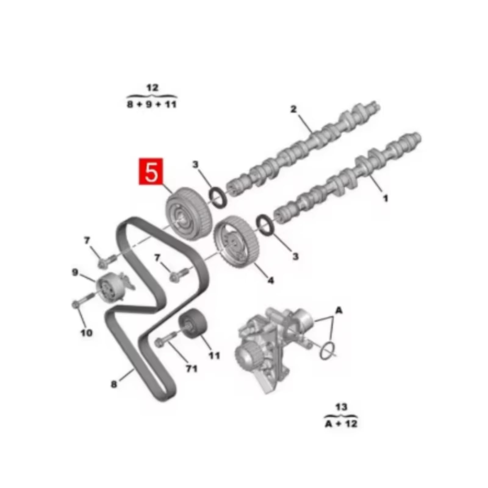 Compatible Con Citroen Para C5 9654208480 0805J4 Piezas De Repuesto De Motor De Coche Para Escape De Piñón De Árbol De Levas autopartes