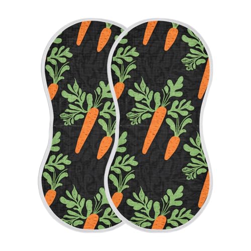 Muslin Burp Cloth for Baby 2PCS Carrots Black Super Absorbent Burping Cloths, Bibs for Newborn Boys Girls