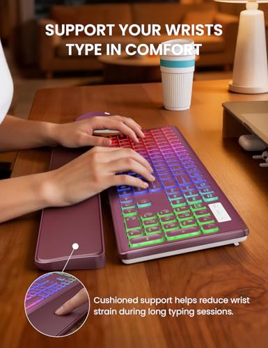 Image of Wireless Keyboard and Mouse Combo, RGB Backlit, Rechargeable & Light Up Letters, Full-Size, Soft Typing, Sleep Mode, 2.4GHz Quiet Keyboard Set for Mac, Windows, Laptop, PC, Trueque KM42Pro
