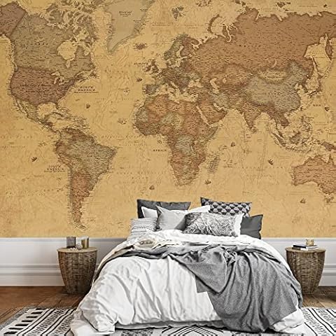 w wall26 Antique Vintage World Map Mural Cover