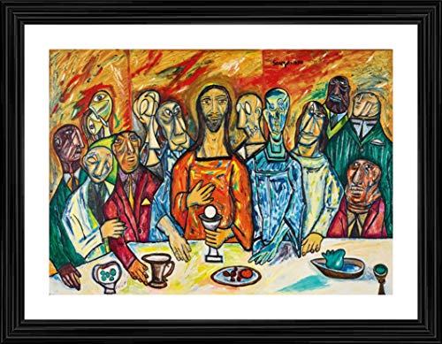 Image of Decoratus� *A Monumental Reinterpretation of Leonardo Da Vinci's Last Supper* (1990)- Painting by F. N. Souza, Wall D�cor Frame. Matt Satin Print with MDF & 2 inchPS Black Frame. Size 16 inchx21 inch