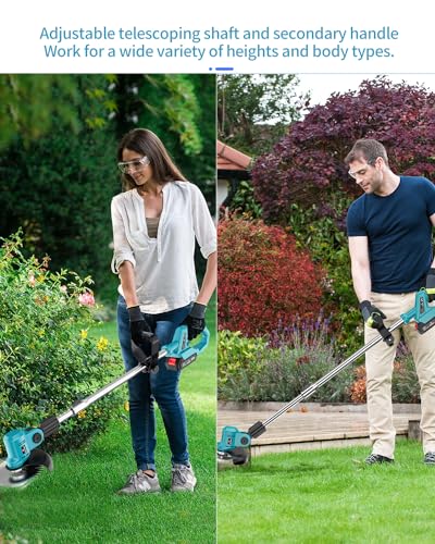 Rasentrimmer mit 2 x 3.0 Akku Freischneider Leichter Rasenmäherschneider für Rasenschneiden, 10 Metall-Fadenspule, 10 Kunststoffklingen, 2 Metallklingen, 1... – Bild 3