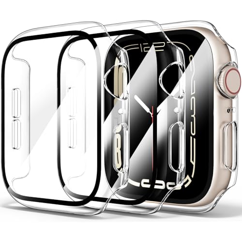 YLK 【3 PEZZI】 Cover per Apple Watch SE 40mm,Series 6/5/4 40mm con Vetro Temperato,Copertura Completa Custodia Rigida HD Clear Pellicola Protettiva per Apple Watch 40mm (APack)