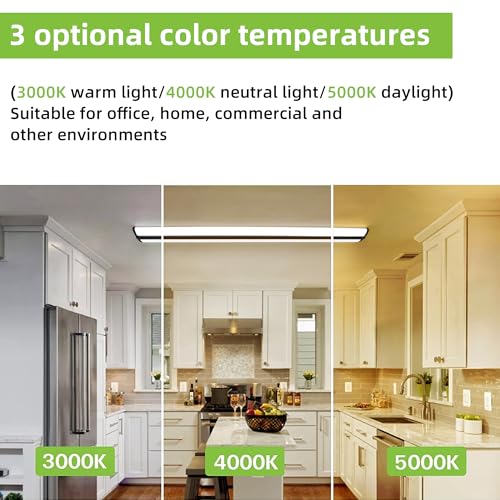 Image of hykolity 4FT 5'' W LED Wraparound Light with 55W /65W /75W, 3000K /4000K /5000K | 5500LM-7500LM,Low Profile Design, No Glare, Flush Mount Ceiling Light for Office, Kitchen,Laundry Room, ETL, 4 Pack, Black
