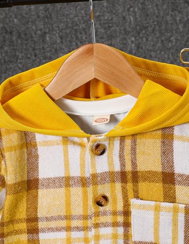 Image of 2Pcs Kids Boys Flannel Plaid Shirt Tops Pants Set Hoodie Sweatsuit for Fall Winter Spring Outfits 4-12 Years