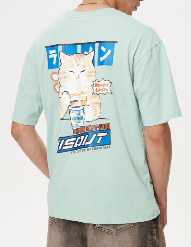 Vamtac Mens Oversized Cat Graphic Tees Harajuku Shirt Casual Summer Tops Streetwear Aesthetic T-Shirt Unisex3