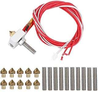 Extruder Hot End Part Assembled DIY Hotend with 10pcs 30mm Line Pipe and 0.4mm Nozzle 12V 40W Heating Rod fits for 1.75mm PLA ABS 3D Printer, Replacement Hot ends for MK8, i3, Anet A8,Alunar etc