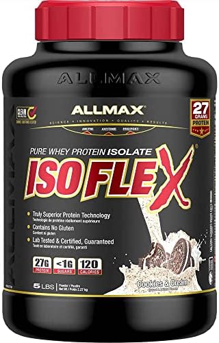 ALLMAX Nutrition - ISOFLEX - 100% Ultra-Pure Whey Protein Isolate - Cookies & Cream - 5 Pound