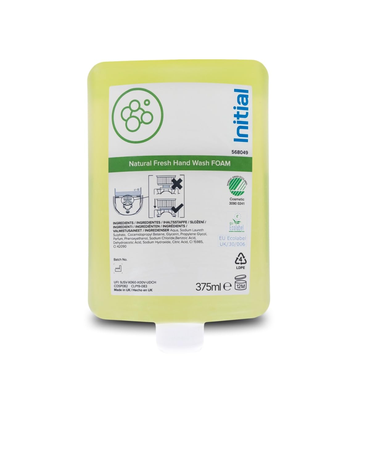 INITIAL Natural Fresh Schaumseife 12x375 ml SET | Initial Natural Fresh Schaumseife mit frischem Duft, 12x375 ml für bis zu 7.200 Anwendungen
