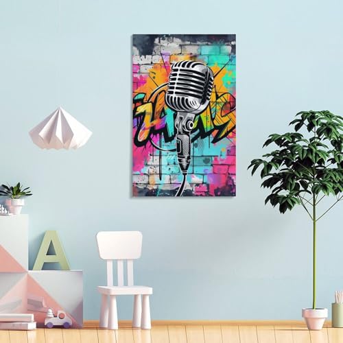 Impression sur toile microphone décoration murale maison tableau 50x75 - 4