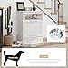 PawHut Haustier-Futterschrank Futterschrank Hund mit Lagerschrank, 2 Edelstahlnäpfen, 3 Haken, Schublade, Futterstation mit offenem Fach, Kipptür, Hundefutterstation für Hunde, 61 x 35,5 x 82 cm Weiß