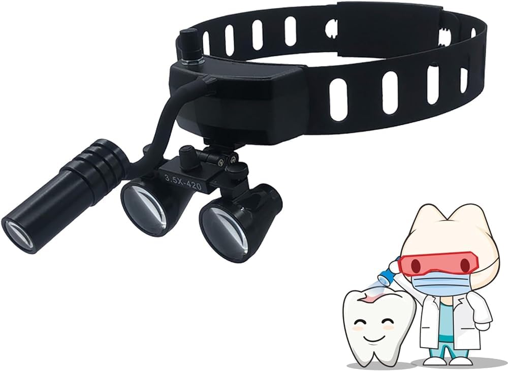 Fernglaslupe 3,5x420mm mit LED-Lupenbrille mit Licht, tragbare Brille, Stirnlampe, Laborausrüstung für verstellbaren Winkel,