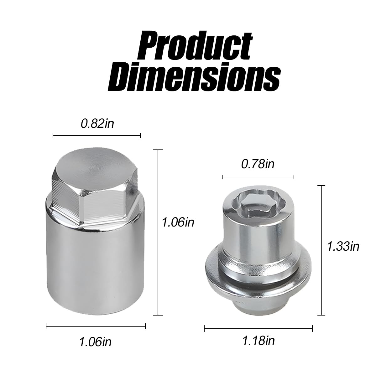 HZEL Chrome Wheel Lock Lug Nuts - Anti-Theft Security -2 HZEL Chrome Wheel Lock Lug Nuts - Anti-Theft Security -2