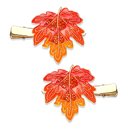 Pinzas para cabello otoño con diseño de hoja y calabaza miniatura 1