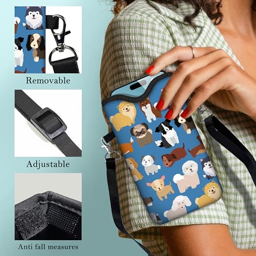 Image of Men Women Phone Sleeve Pouch Case Bag with Crossbody Strap /Neck Lanyard for iPhone 17 /16 /15 Pro Max, Air, 16 /15 Plus, 16e; Blue