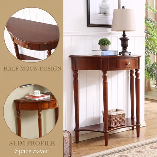 Mesa consola para entrada recibidor pasillo de madera maciza con cajón 6