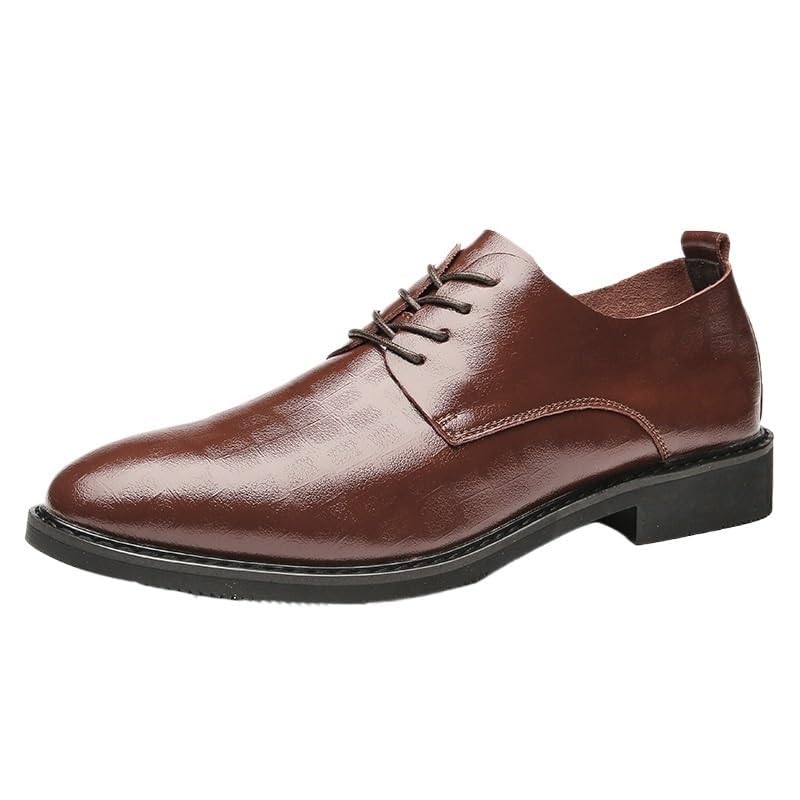 Men's Dress Shoes Oxfords Slip on Shoes Round Toe Slip Low Top Lug Sole Dress Shoes Genuine Leather Dress Formal Shoes for Men