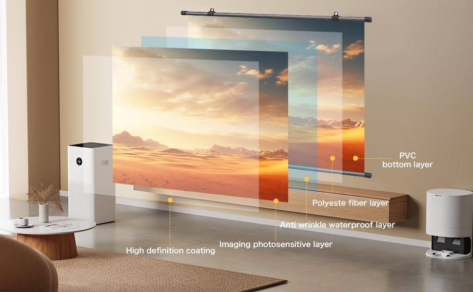 Pantalla Manual de Proyector 72" 16:9 Portátil HD miniatura 5