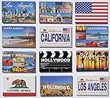 Set of 12 California Fridge Magnet - Los Angeles-Hollywood-Santa Monica-Travel Souvenir-2.75 x 1.75 inch-Pack of 12