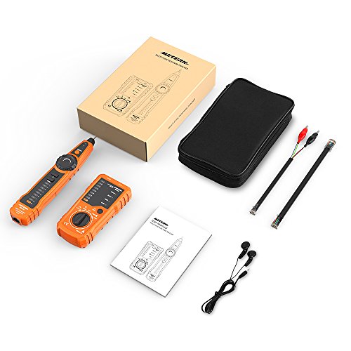 Wire Tracker Meterk RJ11 RJ45 Line Finder Handheld Cable Tester Multifunction Cable Check Wire Measuring Instrument for Network Maintenance Collation, Telephone Line Test, Continuity Checking