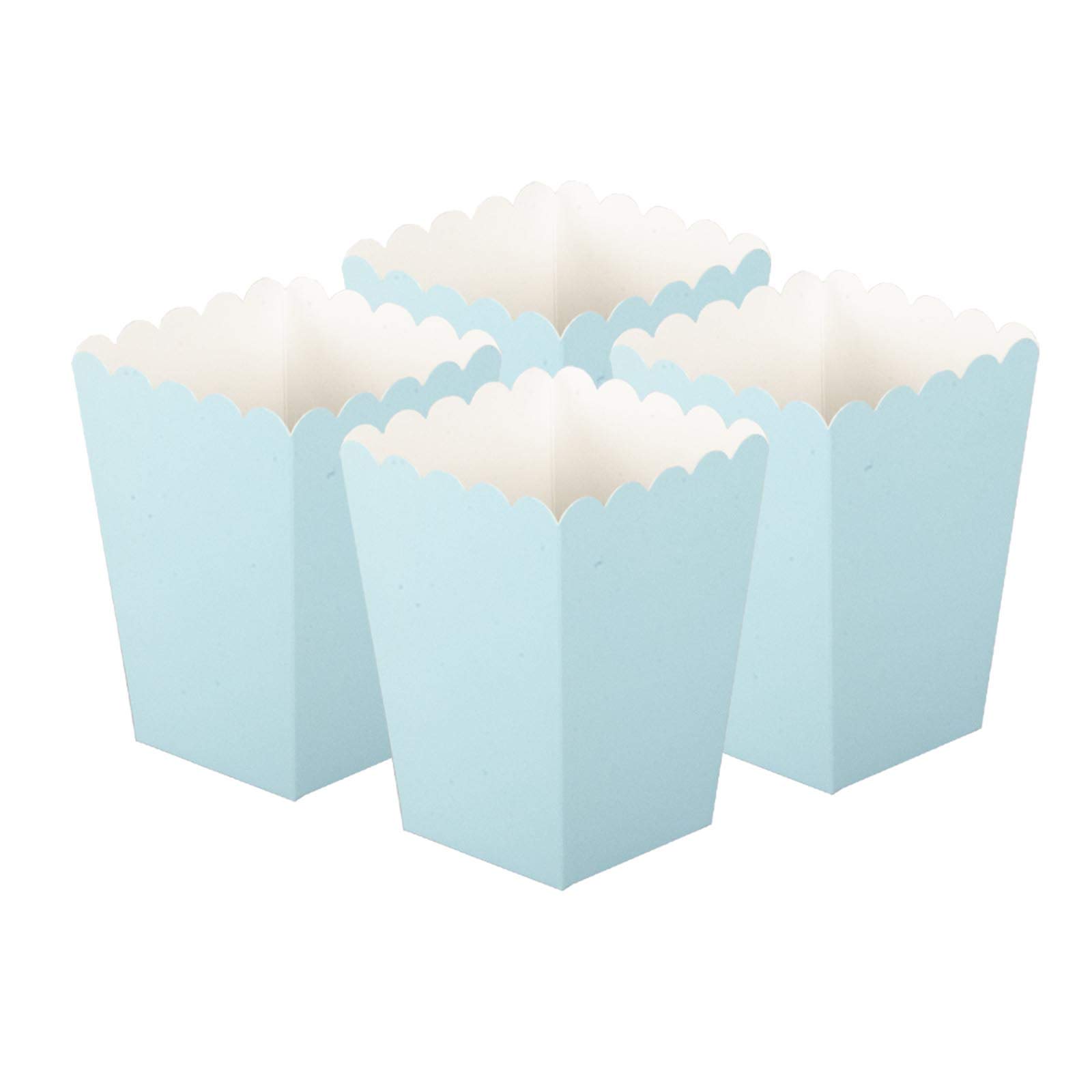 Cajas de palomitas de maíz azul claro juego de 36 cajas de regalo de palomitas de papel, contenedor de palomitas de maíz abierto para suministros de fiesta