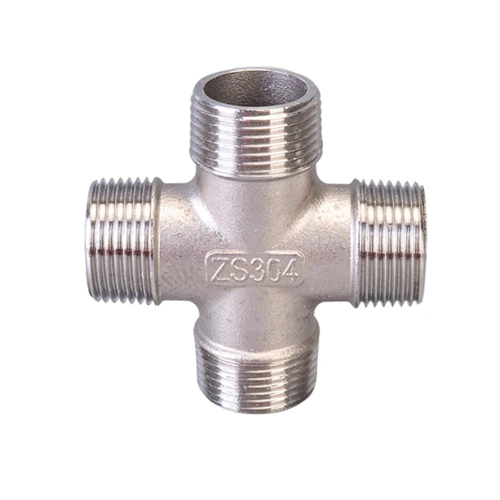 Conector en cruz de 3/8 de acero inoxidable con 4 vías herméticas para gas