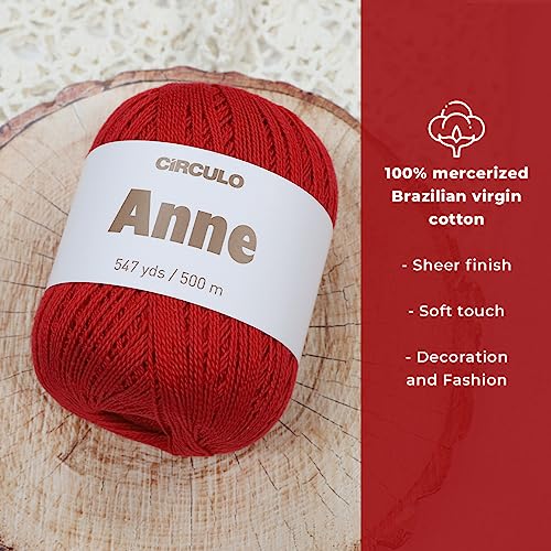 Image of CIRCULO Anne Yarn for Crocheting & Knitting, 100% Mercerized Brazilian Virgin Cotton, Soft Fingering Weight, 547 Yds, 5.19 Oz - Color 5398 Moss