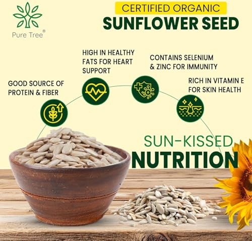 Image of Pure Tree Certified Organic Sunflower Seeds | 175 g | Glass Jar | Surajmukhi ke Beej | Raw Sunflower Seeds | Organic Seeds for Eating Rich In Healthy Fats & Fiber