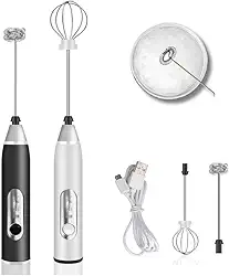 Mini Mixer Recarregável USB com 3 Velocidades e Batedor Inox – Potente, Portátil e Perfeito para Ovos, Cappuccino e Bebidas