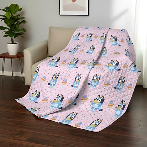 Image of Northwest Bluey Cupcake Stars Quilted Reversible Throw Blanket - Official BlueyThrow Blanket, for Any Kid - Bed, Couch, or Playroom, 60 x 80 Inches