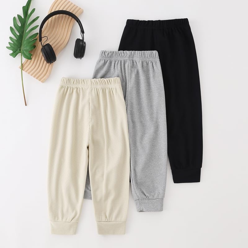 Boys Pants 3 Piece Elastic Waist Sweatpants Kids Joggers Athletic Pants Activewear Clothes for 3-12Years2