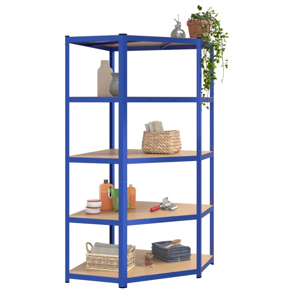 Générique Étagère d'angle à 5 Niveaux Bleu Acier et Bois d'ingénierie,Entreprise & Industrie,Stockage Industriel,Étagères industrielles,Bleu,22.73 KG,152870