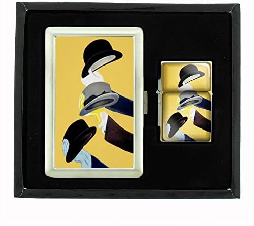 Cigarette Case and Oil Lighter Gift Set Vintage Art Deco Design 008