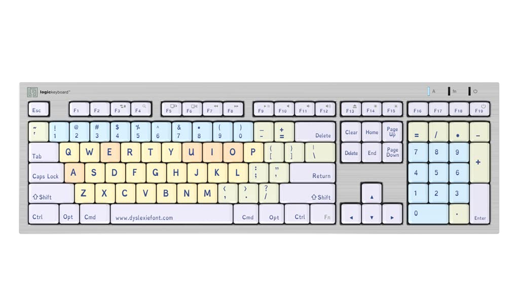 Logickeyboard with Dyslexie Font • A Unique Typeface to Make Reading, Learning, and Working Easier • USB Wired • Two Built-in USB Ports • Plug and Play with Mac