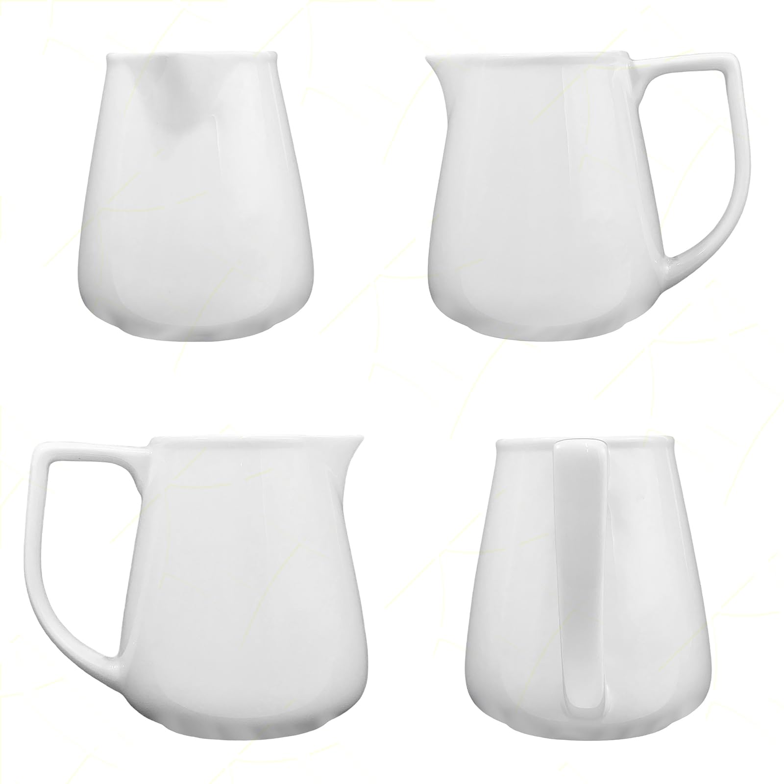 Sicignano | Set 2 Lattiere Grandi in Porcellana Bianca 460 ml – Ideale per Servire Grandi Quantità di Latte, Panna o Bevande – per Uso Professionale e Domestico