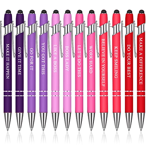 12 Pieces Quotes Pen Inspirational Ballpoint Pen with Stylus Tip ...