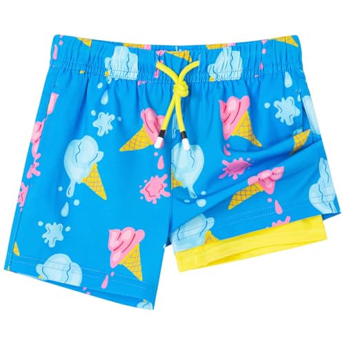Image of SURF CUZ Boys Swim Trunks with Boxer Brief Liner Toddler Boy Stretch Swimsuit Shorts Quick Dry Swimming Trunks Bathing Suit
