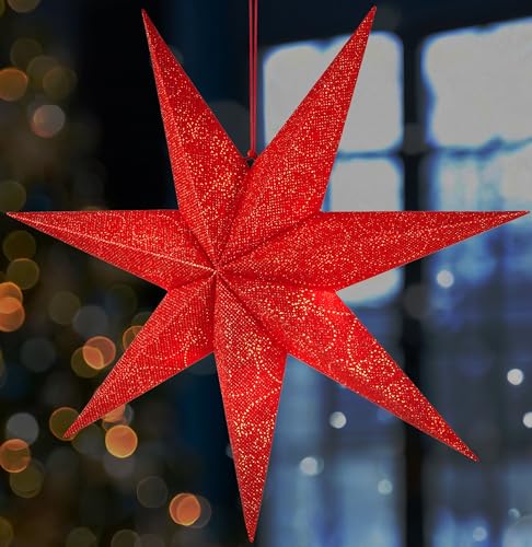 BRUBAKER 60 cm Weihnachtsstern für Innen - Adventsstern mit E14...
