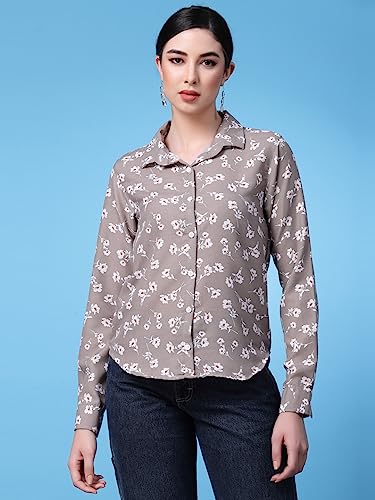 Image of OOMPH! Women's Cotton Regular Fit Floral Button Down Shirt